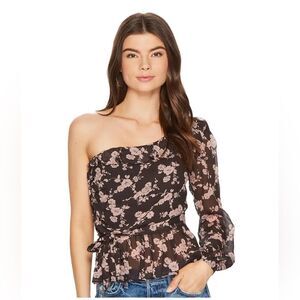 For Love And Lemons Theo Silk Blend One Shoulder Top Medium